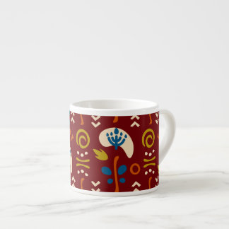 Tasse Expresso Ethnic Folk Floral Pattern