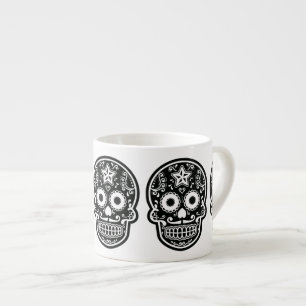 Tasse Expresso Étoile noire et blanche de crâne de sucre