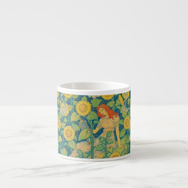Tasse Expresso Femme-fille de fleurs dans le jardin de tournesol (Devant)