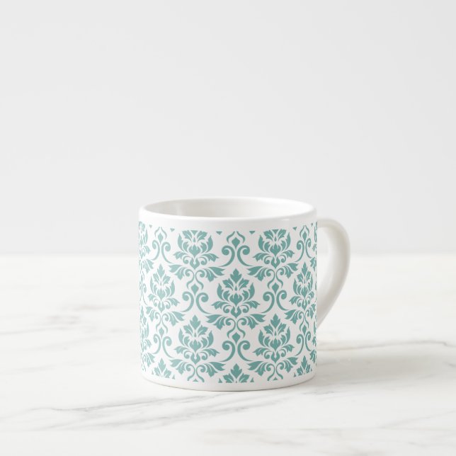 Tasse Expresso Feuille Damask Teal Pattern (Devant droit)