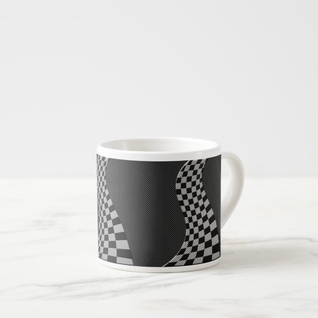 Tasse Expresso Fibre de carbone comme course Drapeau Wave Print (Devant droit)