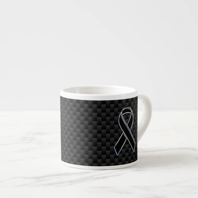 Tasse Expresso Fibre noire de carbone de conscience de ruban de (Devant droit)