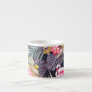 Tasse Expresso Flamant rose Tropical : Motif sans couture d'été