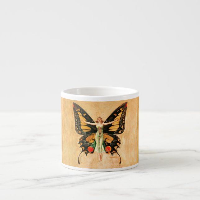Tasse Expresso Flapper Butterfly Flying Woman Illustration (Devant)