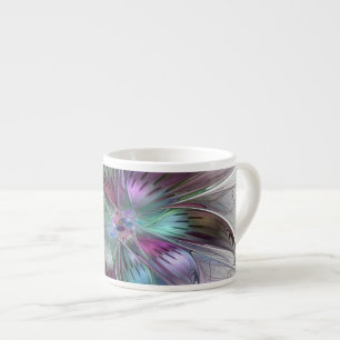 Tasse Expresso Fleur Abstraite colorée Art moderne floral fractal