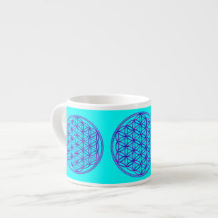 Tasse Expresso Fleur de vie / Blume des Lebens - bleu rose