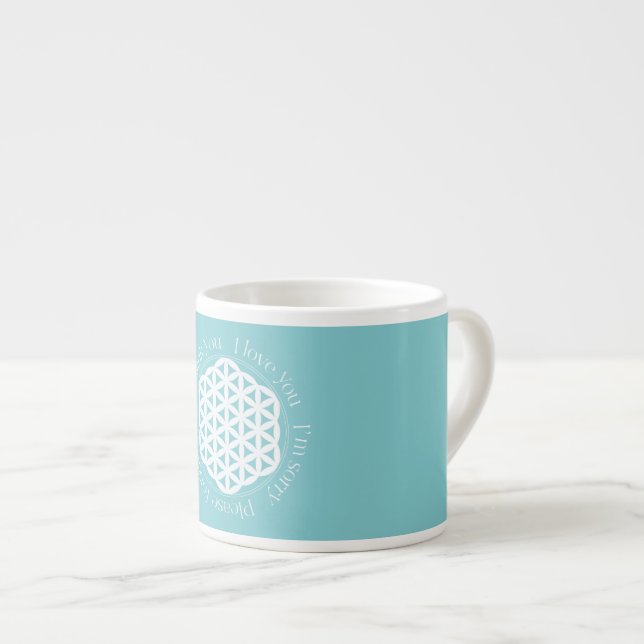 Tasse Expresso Fleur de vie Ho'oponopono Boug de spécialité (Devant droit)