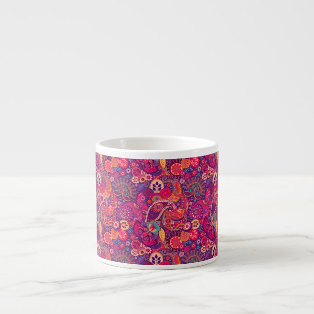 Tasse Expresso Fleur noire : Motif de jardin rose artistique (Devant)
