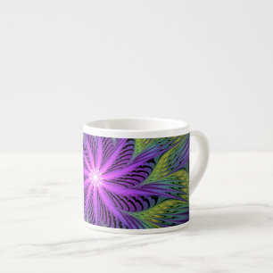 Tasse Expresso Fleur verte violette Art fractal abstrait moderne