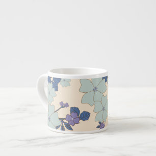 Tasse Expresso Fleurs Bleues, Fleurs Violettes, Motif Floral