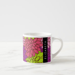 Tasse Expresso Fleurs Dahlia, Fleurs Colorées, Votre Nom