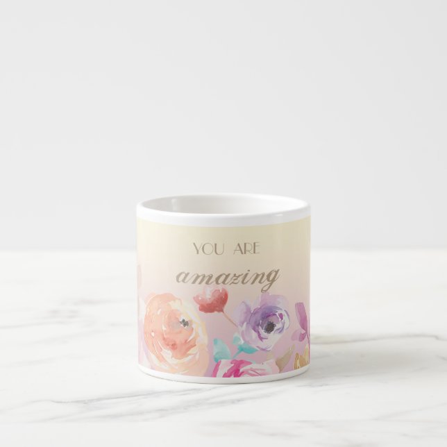 Tasse Expresso Fleurs d'aquarelle colorées adorables (Devant)