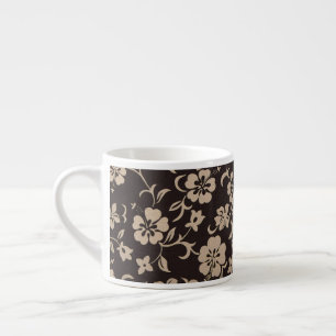 Tasse Expresso Fleurs d'Hibiscus à la crème sur Brown 1