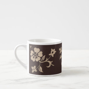 Tasse Expresso Fleurs d'Hibiscus à la crème sur Brown 2