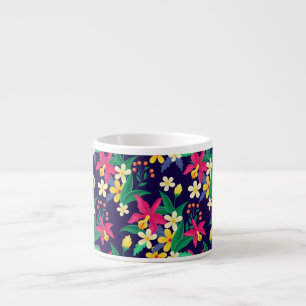 Tasse Expresso Fleurs Exotiques Colorées Motif Feuilles-23021