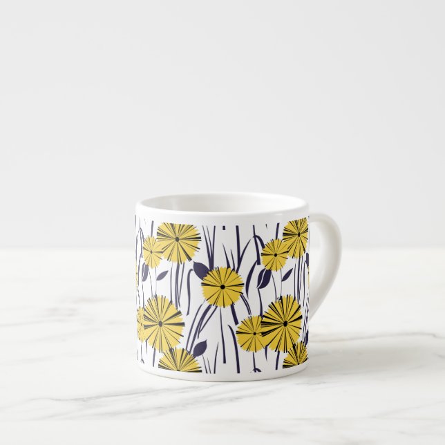 Tasse Expresso Fleurs jaunes (Devant droit)