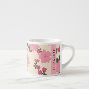 Tasse Expresso Fleurs Roses, Motif De Fleurs, Votre Nom