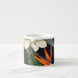 Tasse Expresso Fleurs tropicales, arrière - plan foncé, sans cout