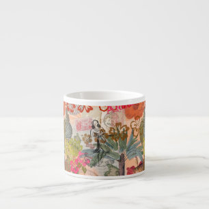 Tasse Expresso Fleurs Vintage Hula Coloré Hawaïen Tropical 