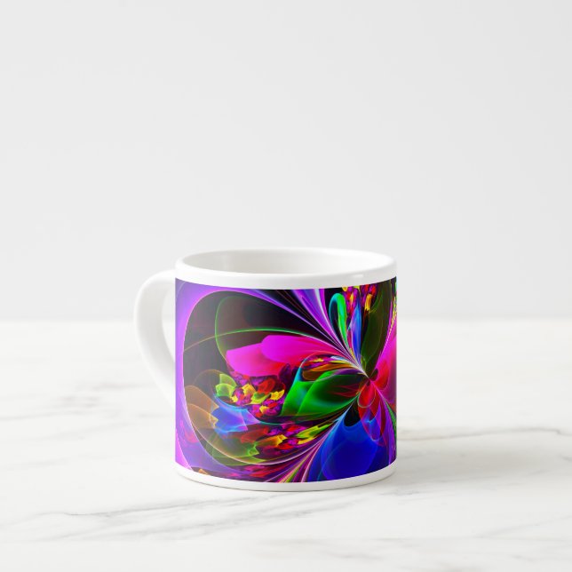 Tasse Expresso Floral moderne Art Abstrait Rouge Bleu Motif #12 (Devant gauche)