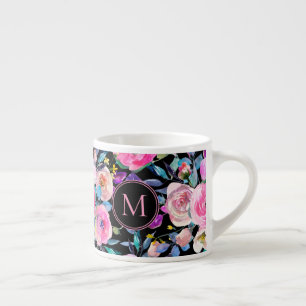 Tasse Expresso Floral rose monogramme