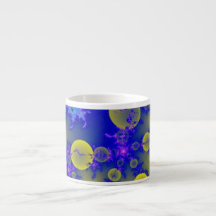 Tasse Expresso fractale bleue et jaune