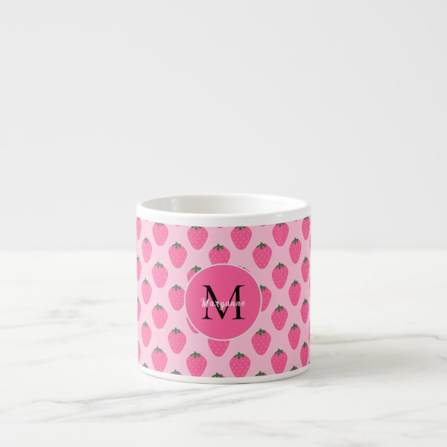 Tasse Expresso Fraises roses, mignons enfants (Devant)