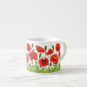 Tasse Expresso Frontière horizontale avec le pavot rouge