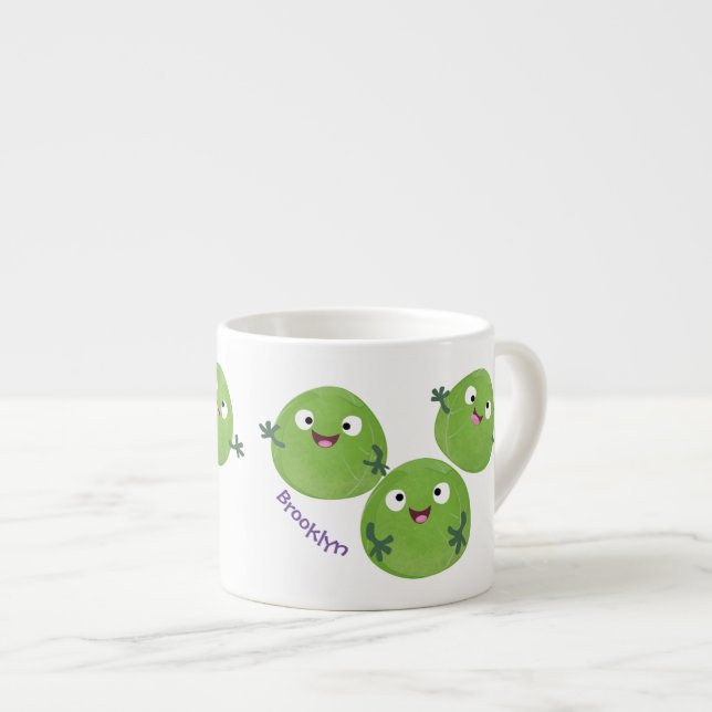 Tasse Expresso Funny Brussels sprouts légumes caricature (Devant droit)