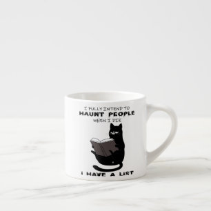 Tasse Expresso FUNNY CAT, Drôle Black Cat Sayes, Chat livre lect