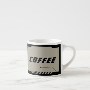 Tasse Expresso Futur SciFi Espace, Cadres Noirs sur Beige 
