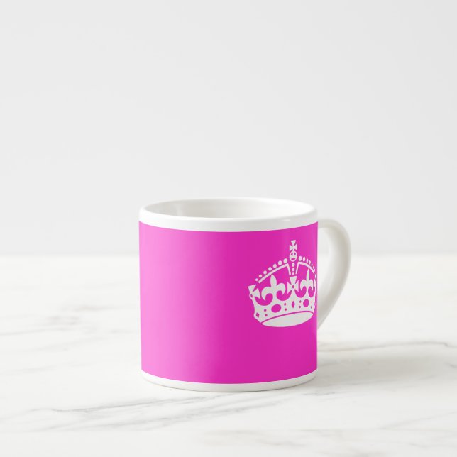 Tasse Expresso GARDER CALM CROWN Royal Icon sur Pink Personnalise (Devant droit)
