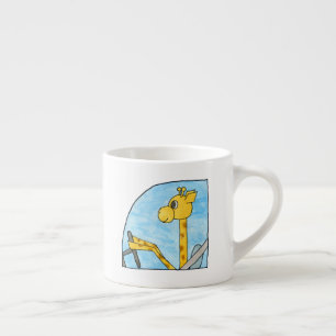 Tasse Expresso Giraffe Conduisant une voiture.