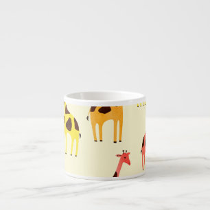 Tasse Expresso Giraffe de dessin : Motif Vintage coloré.