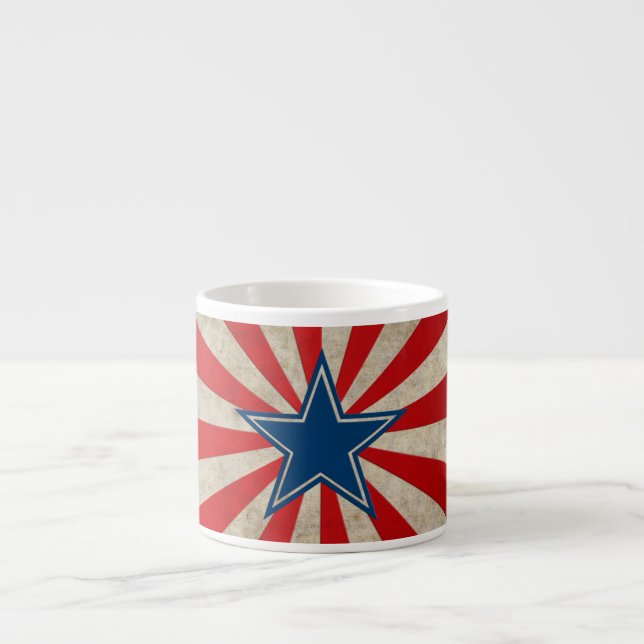 Tasse Expresso Gloire vieillissante - Rouge, Blanc et Bleu Étoile (Devant)