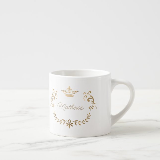 Tasse Expresso Gold Crown Crest Personnalisé Espresso Cup (Droite)