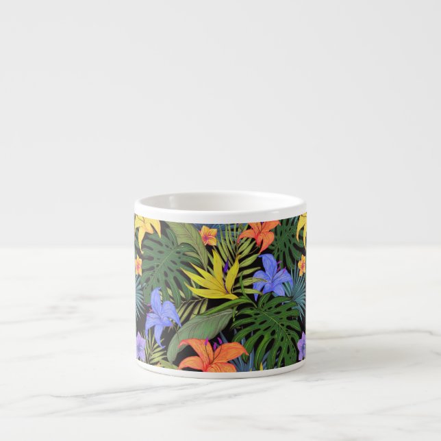 Tasse Expresso Graphique de fleur d'Aloha de Hawaii tropical (Devant)
