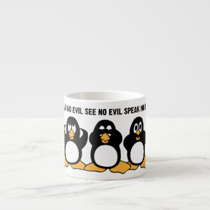 Tasse Expresso Graphique sage de conception de trois pingouins