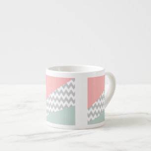 Tasse Expresso Gray Chevron Mint et Coral