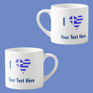 Tasse Expresso Grec Love Coeur Drapeau Bleu Personnalisation