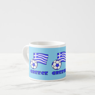 Tasse Expresso Greece Greek Flag with Soccer Ball Blue Background