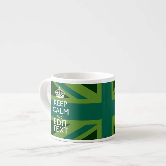 Tasse Expresso Green Teal Keep Calm And Have Your Text Union Jack (Devant gauche)