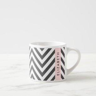 Tasse Expresso Grey Zigzag, Grey Chevron, Purple, Votre Nom