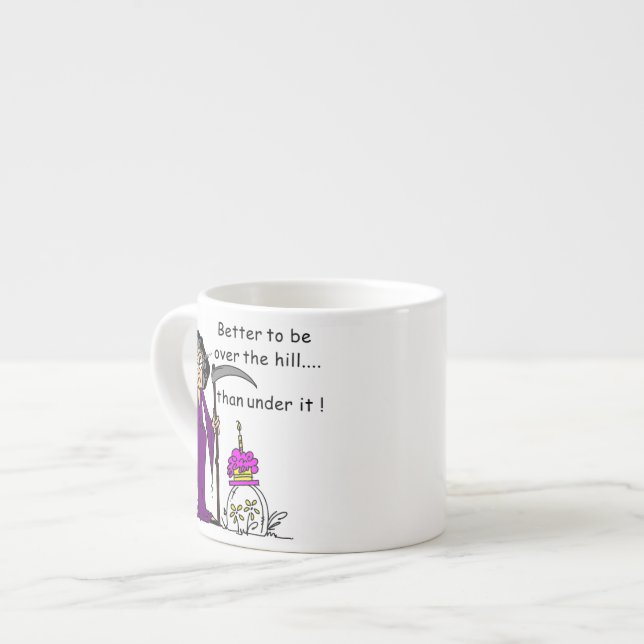 Tasse Expresso Grim Reaper Humour d'anniversaire (Devant gauche)