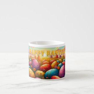 Tasse Expresso Happy Easter Colorful Eggs in Spring Meadow