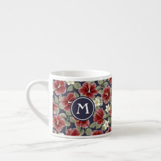 Tasse Expresso Hibiscus et Plumeria - Maroon