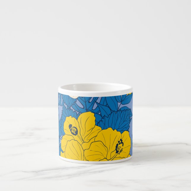 Tasse Expresso Hibiscus fleurs et feuilles (Devant)