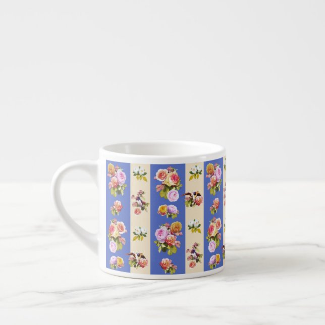 Tasse Expresso hirondelles et roses (Gauche)