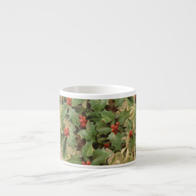 Tasse Expresso Holly Tree Noël Vintage (Devant)
