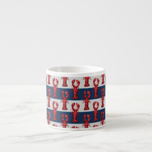 Tasse Expresso Homards nautiques sur bandes bleu et gris de la Ma